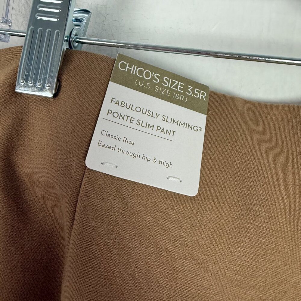 NWT Chico's Fabulously Slimming Ponte Slim Pant Classic Camel Plus Size 18 R NEW - Picture 10 of 11